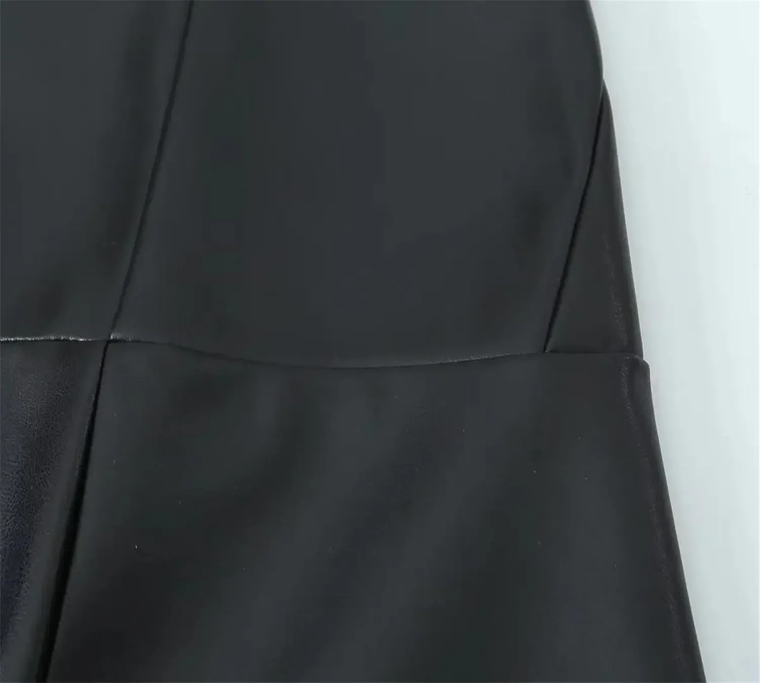 Women PU Faux Leather Midi Skirt Vintage High Waist Slim Asymmetric Hem A-Line Pencil Skirt