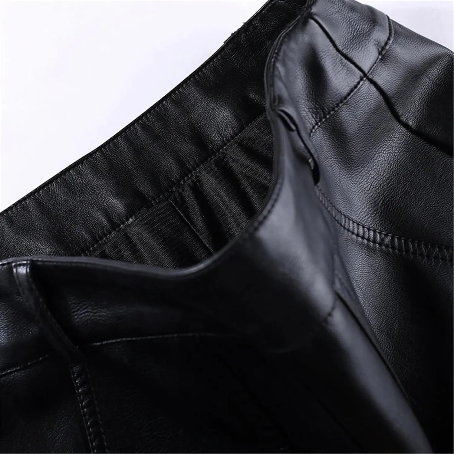 Women PU Leather Bodycon Skirts Winter Pocket Slit High Waist Office Straight Skirt Midi Skirt