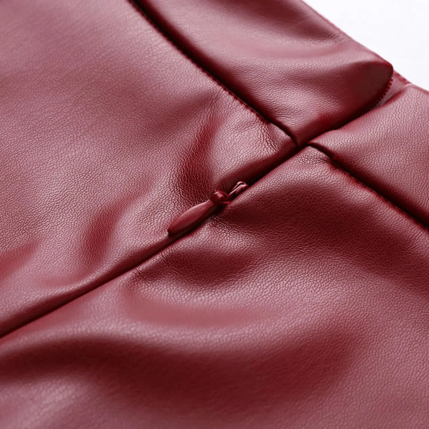Women PU Leather Midi Skirt Elegant Office Long Solid High Waist Zipper Pleated A-Line Leather Skirts