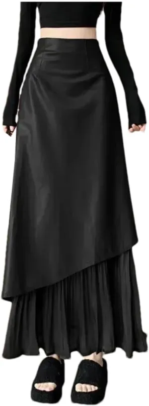 Women Soft Pu Leather Skirt Elegant High Waist Bodycon Midi Pencil Skirt
