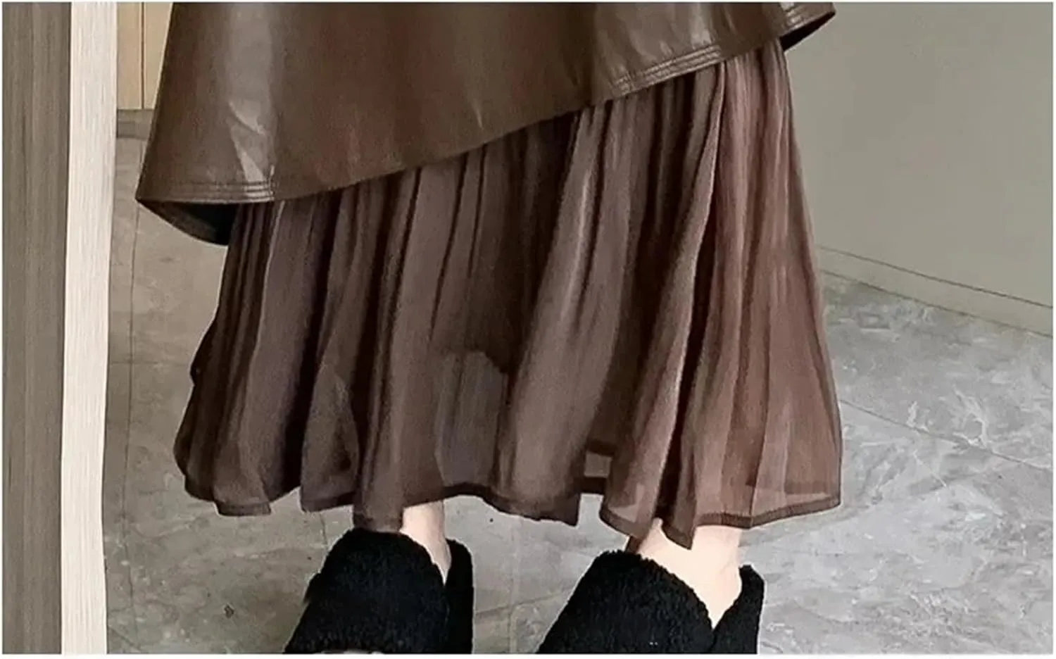 Women Soft Pu Leather Skirt Elegant High Waist Bodycon Midi Pencil Skirt