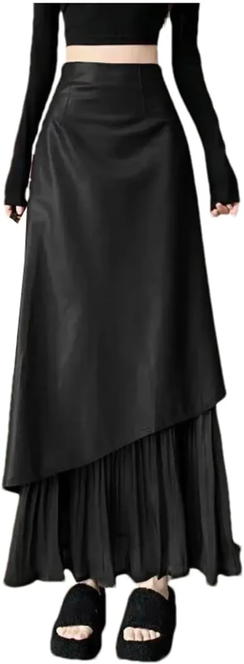 Women Soft Pu Leather Skirt Elegant High Waist Bodycon Midi Pencil Skirt