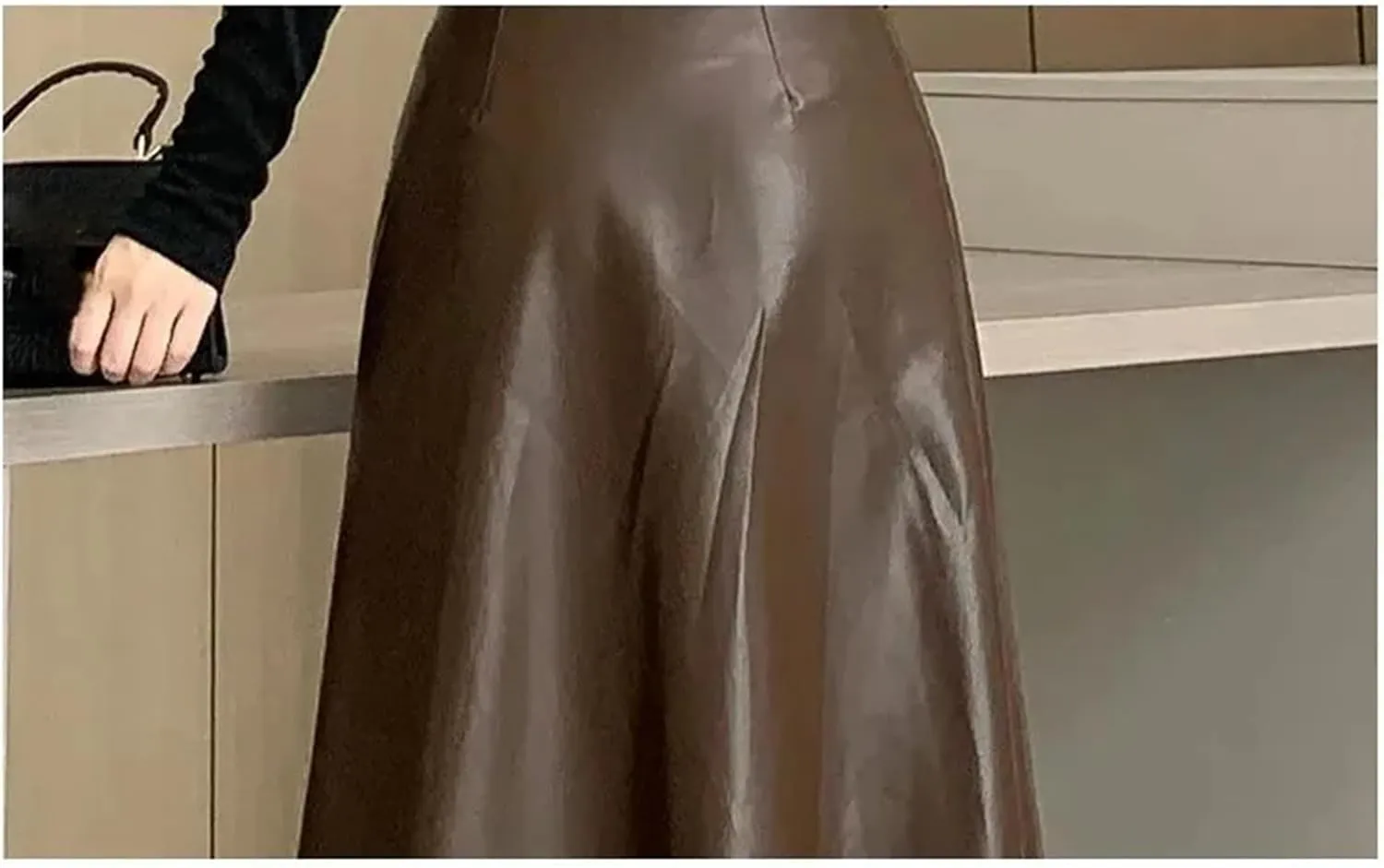 Women Soft Pu Leather Skirt Elegant High Waist Bodycon Midi Pencil Skirt