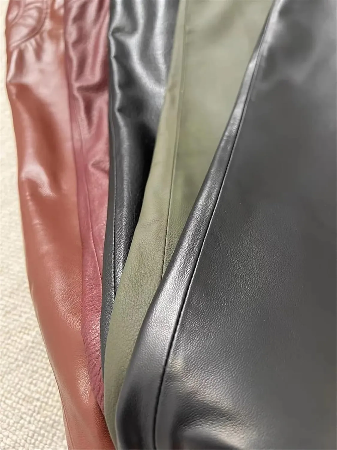 Women Winter Genuine Leather Maxi Skirts High Waist Pocket Split Half Body Midi Wrap Hip Skirt