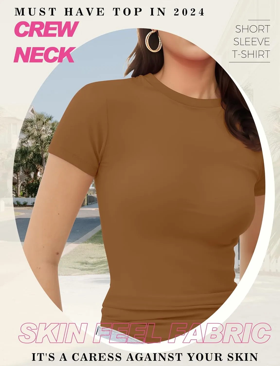 Womens Basic Short Sleeve Crew Neck T Shirt Slim Fit Tees Summer 2025 Y2k Going Out Fitted Top Cute Tight Shirts