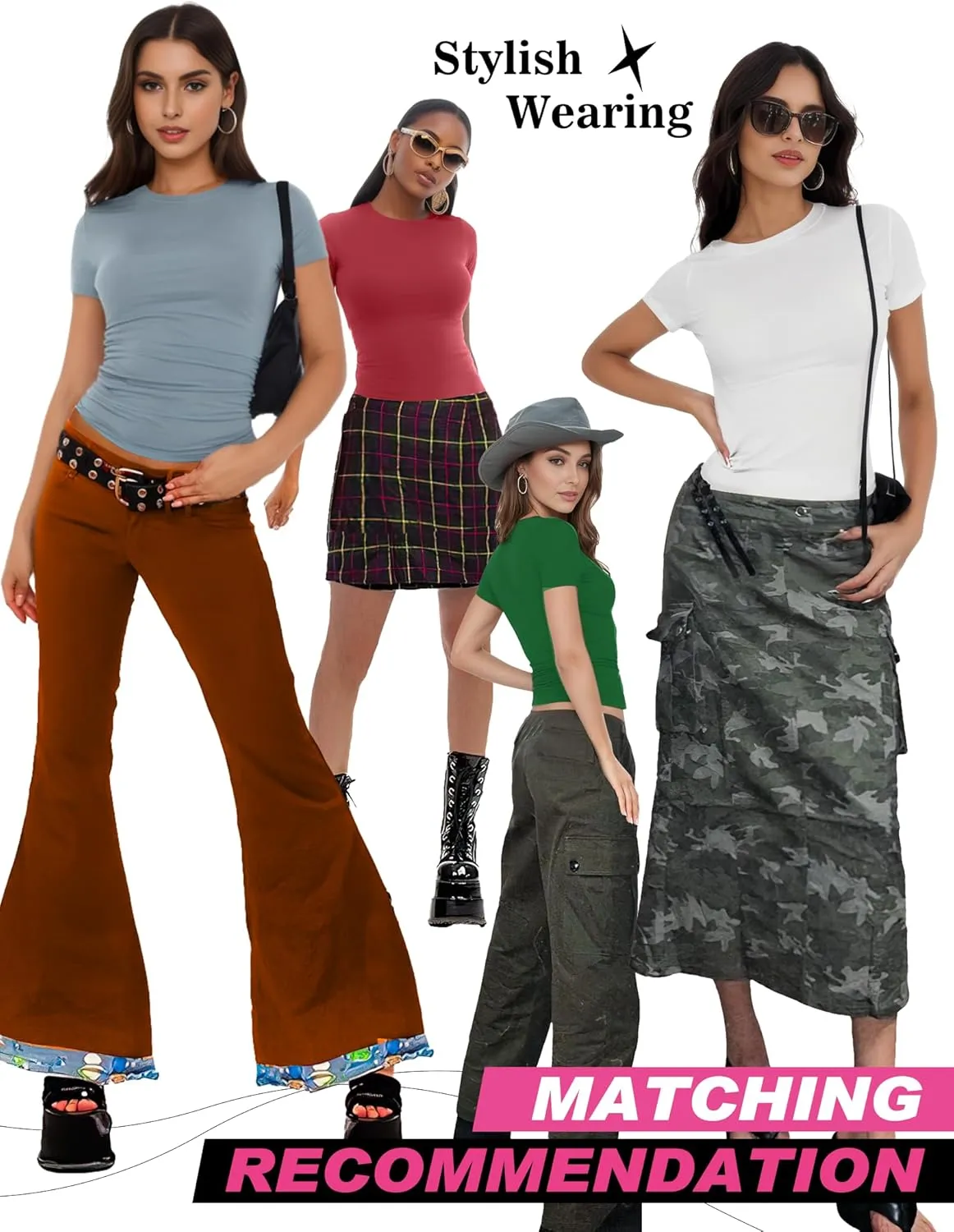 Womens Basic Short Sleeve Crew Neck T Shirt Slim Fit Tees Summer 2025 Y2k Going Out Fitted Top Cute Tight Shirts