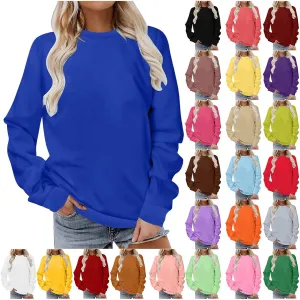 Womens Casual Long Sleeve Sweatshirt Cute Long Sleeve Oversized Pullover Tops Loose Fit Crew Neck Soft t-Shirts