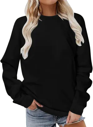 Womens Casual Long Sleeve Sweatshirt Cute Long Sleeve Oversized Pullover Tops Loose Fit Crew Neck Soft t-Shirts