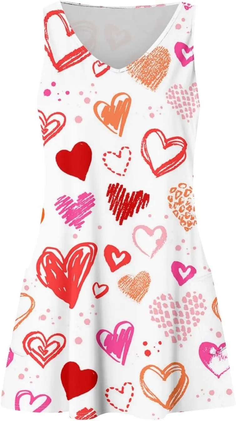 Women's Casual Sundress with Pockets Summer Boho Beach Dress Floral Blouses for Women T-Shirts Dress V Fashion
