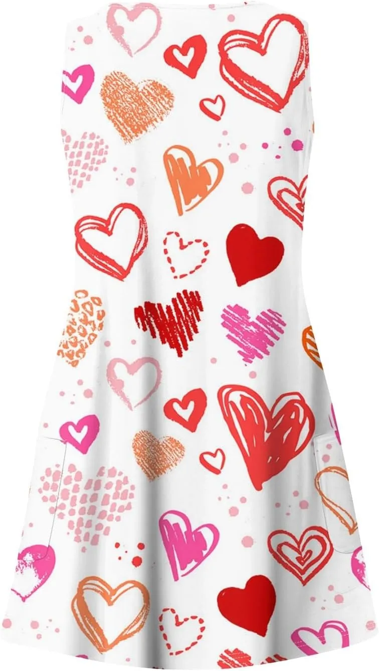 Women's Casual Sundress with Pockets Summer Boho Beach Dress Floral Blouses for Women T-Shirts Dress V Fashion