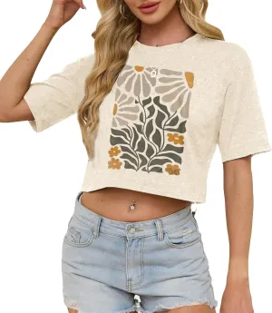 Womens Crop Tops Cute USA Graphic Tees Casual Rock Band Cropped T-Shirts Summer Beach Clothes Teen Girls