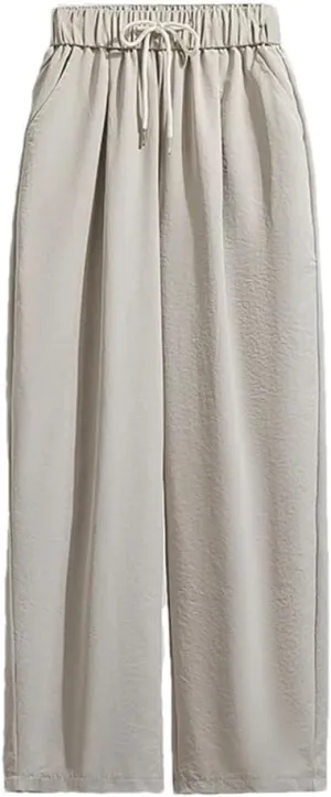 Women's High Waist Plus Size Pants Autumn Arrival Drawstring Wide Leg Loose Large Size Trousers