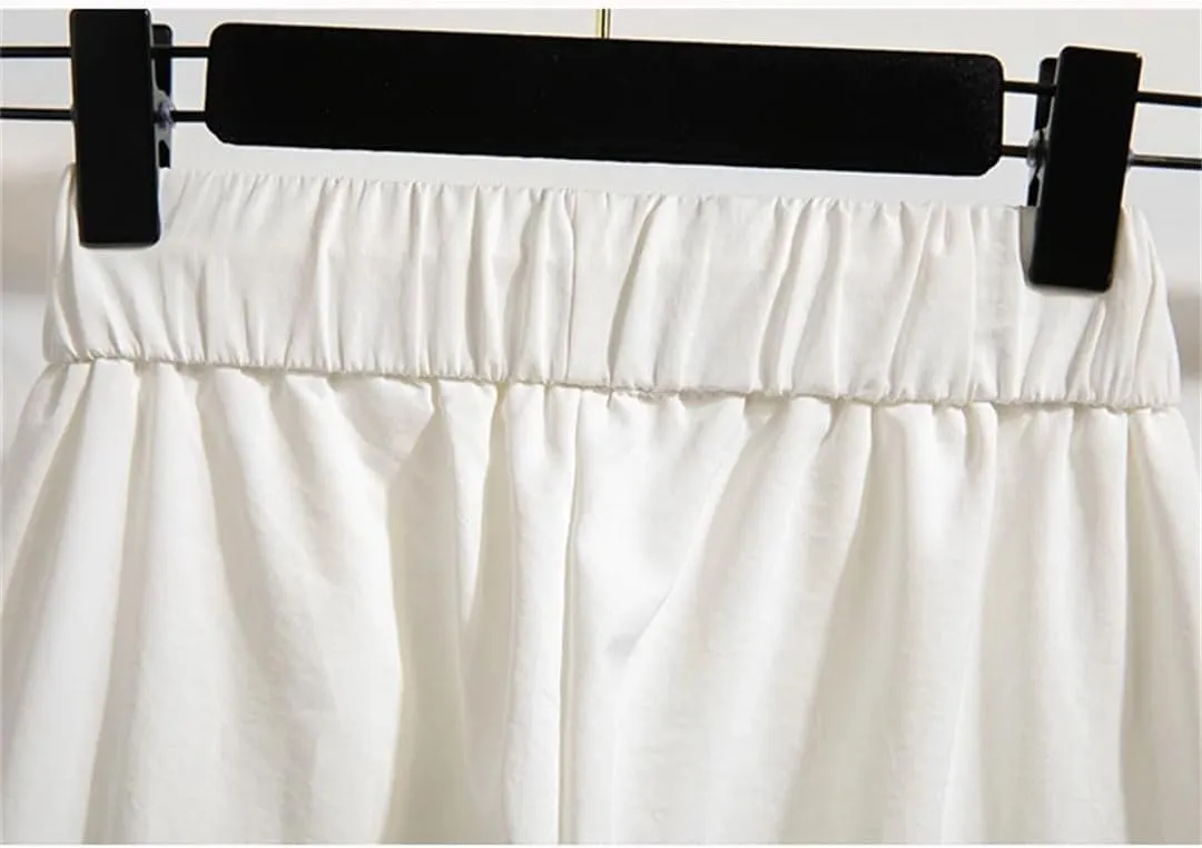 Women's High Waist Plus Size Pants Autumn Arrival Drawstring Wide Leg Loose Large Size Trousers