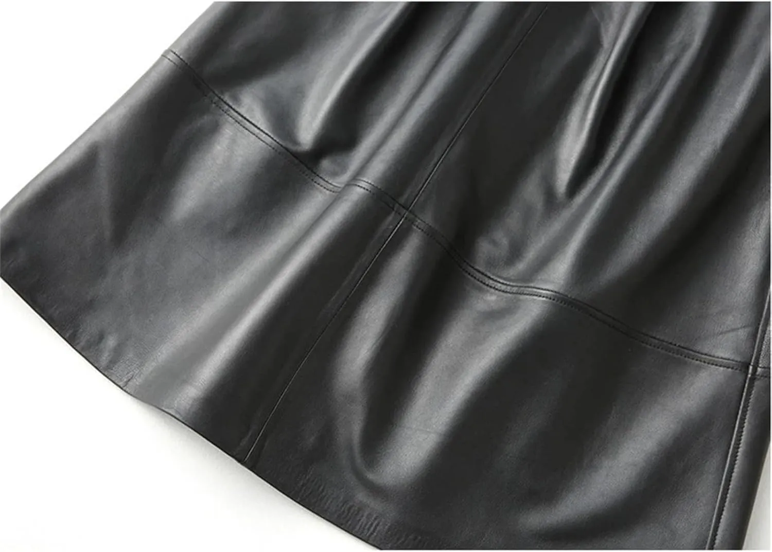 Womens High Waist Pu Leather Skirts with Belt Casual A-Line Faux Leather Midi Pencil Skirt