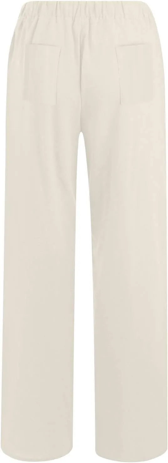 Women's Linen Palazzo Pants Plus Size Elastic High Waist Casual Beach Pant Flowy Summer Trendy Lightweight Trousers