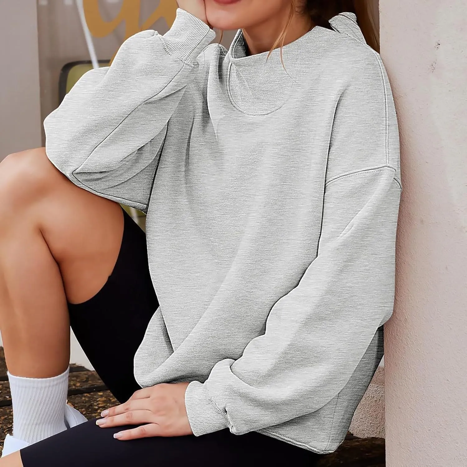 Womens Oversized Sweatshirts Turtleneck Pullover Long Sleeve Hoodies Tops Fall Outfits Cute Sweater Tops