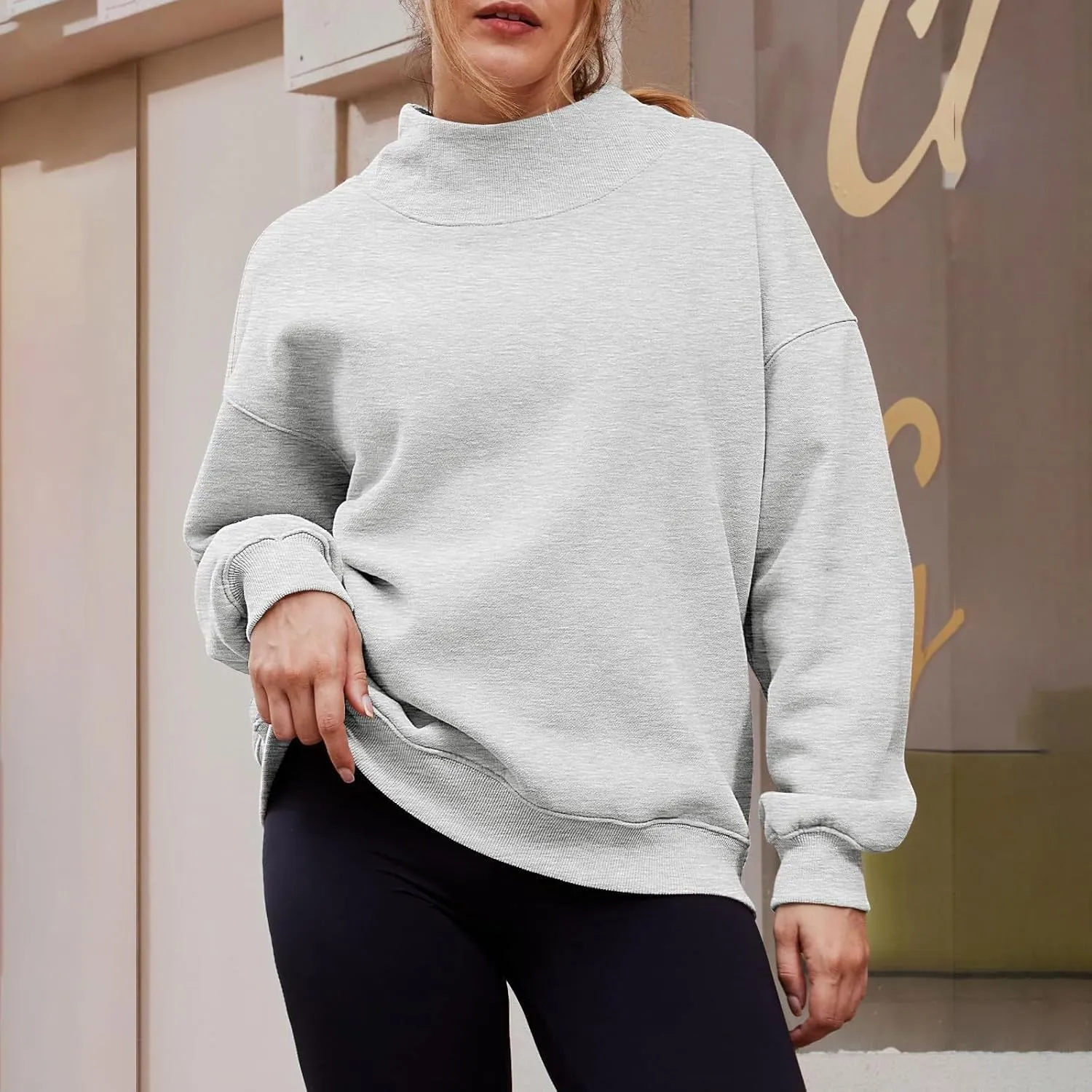 Womens Oversized Sweatshirts Turtleneck Pullover Long Sleeve Hoodies Tops Fall Outfits Cute Sweater Tops
