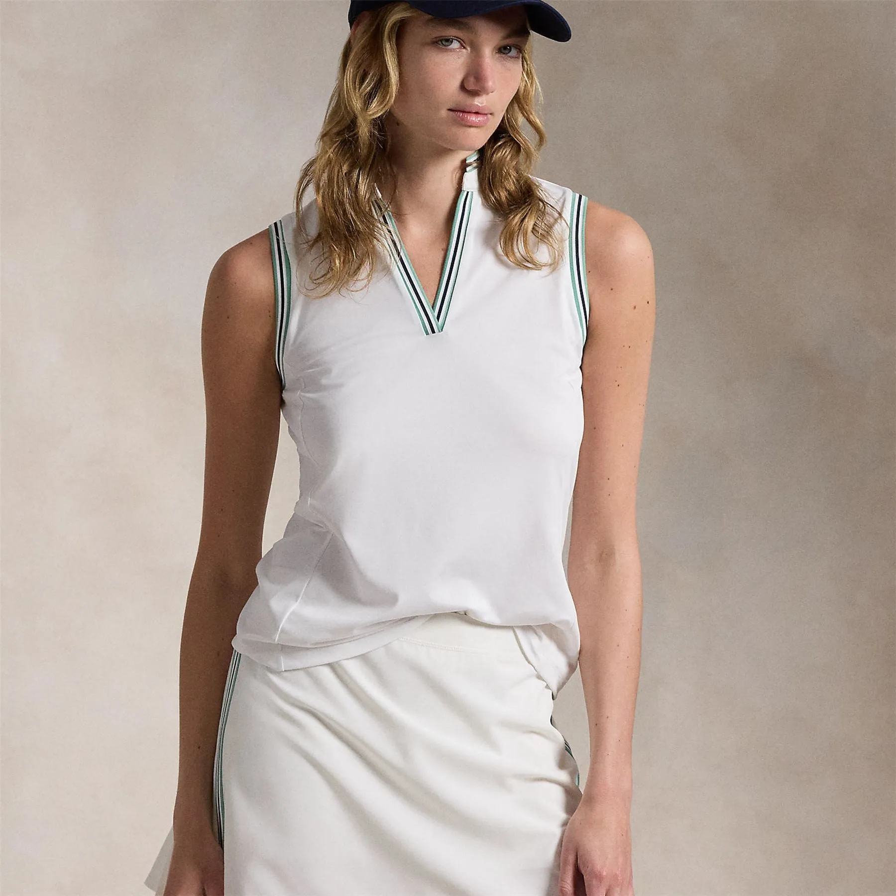 Womens RLX Tailored Fit SL Polo Ceramic White - AW24