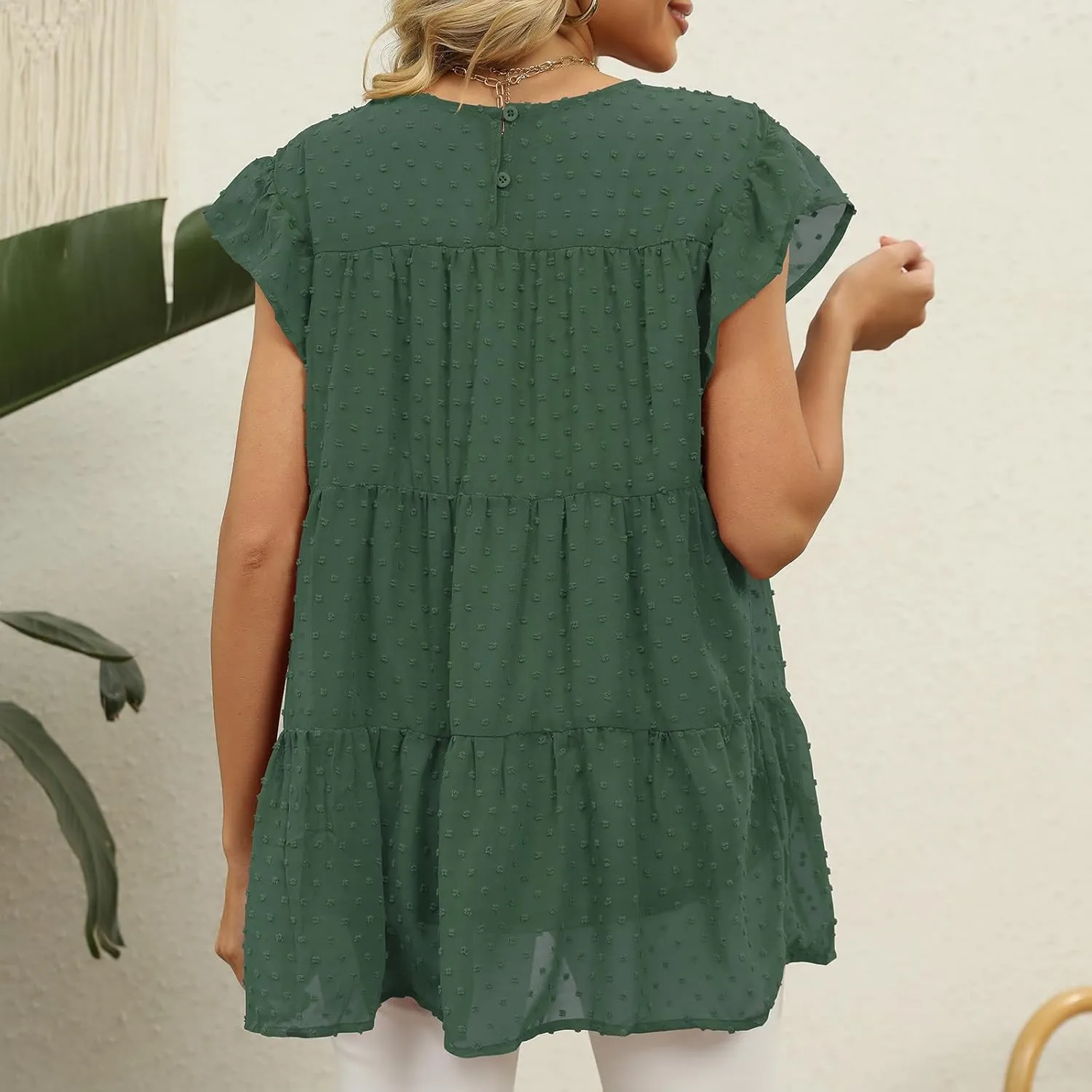 Womens Summer Tops Dressy Casual Short Sleeve Crewneck Ruffle T Shirts Fashion Sexy Skirts Cute Going Out Blouses