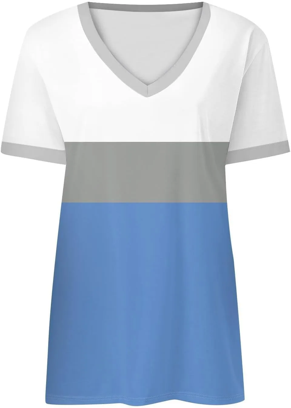 Womens Summer Tops Dressy Casual V Neck Short Sleeve Striped Color Block T Shirts Daily Going Out Blouses