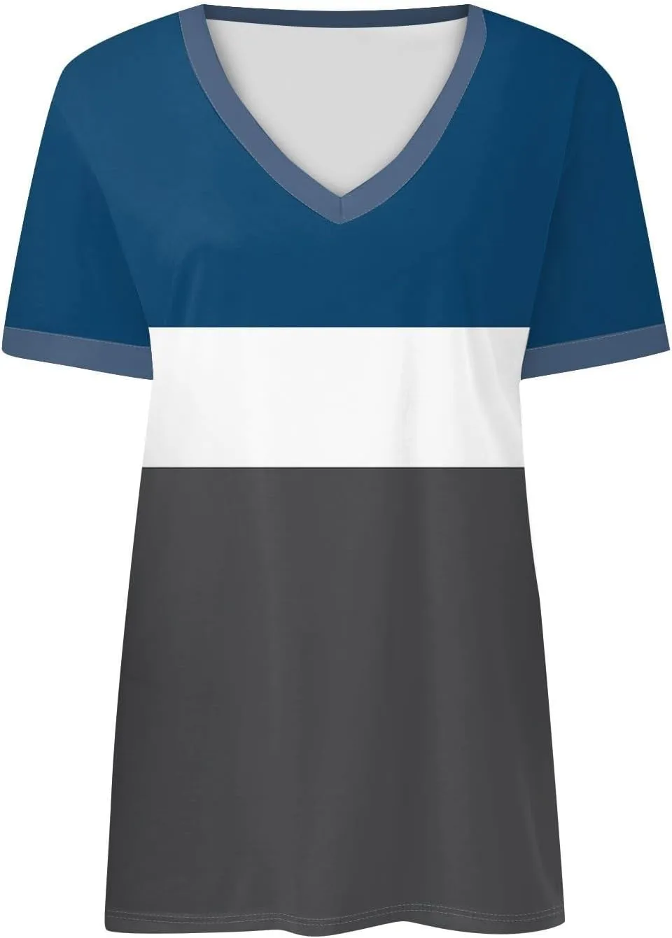 Womens Summer Tops Dressy Casual V Neck Short Sleeve Striped Color Block T Shirts Daily Going Out Blouses