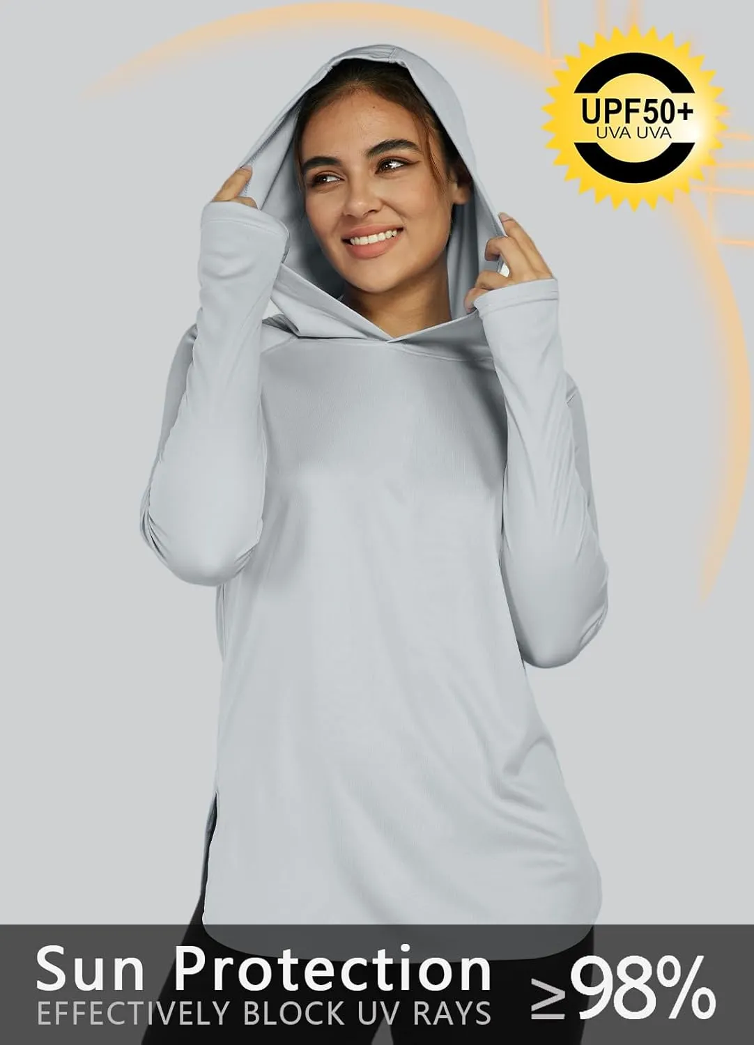 Women's Sun Protection Shirt UPF 50  Long Sleeve Hoodie UV SPF T-Shirts Rash Guard Hiking Quick Dry Lightweight