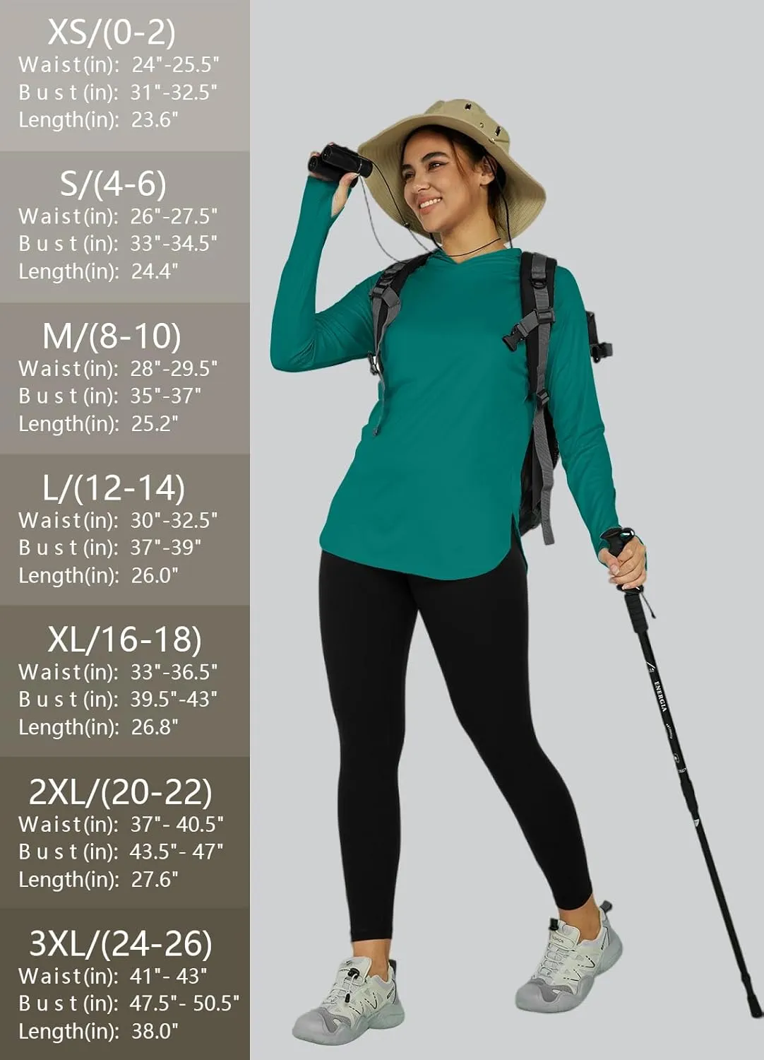 Women's Sun Protection Shirt UPF 50  Long Sleeve Hoodie UV SPF T-Shirts Rash Guard Hiking Quick Dry Lightweight