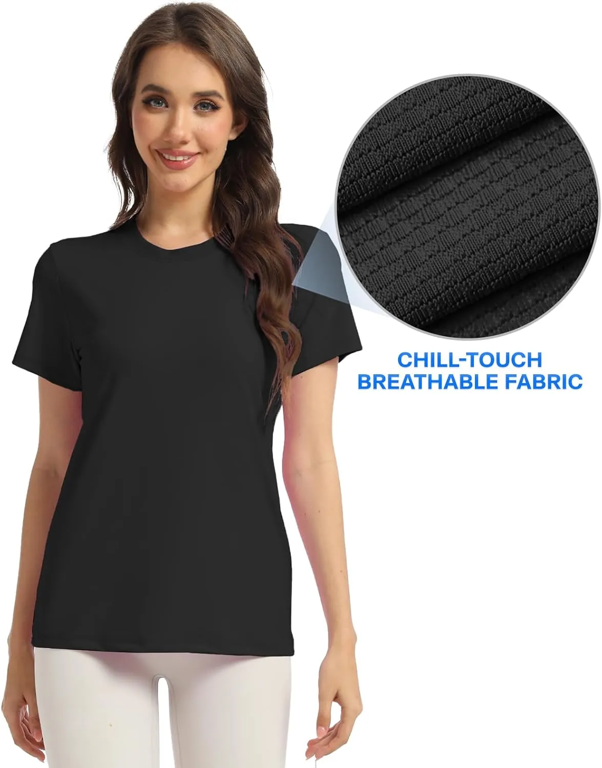 Women's T-Shirts Crew Neck Short Sleeve Summer Top Basic Tee Cassic Fit Gym Shirt for Casual Workout Yoga