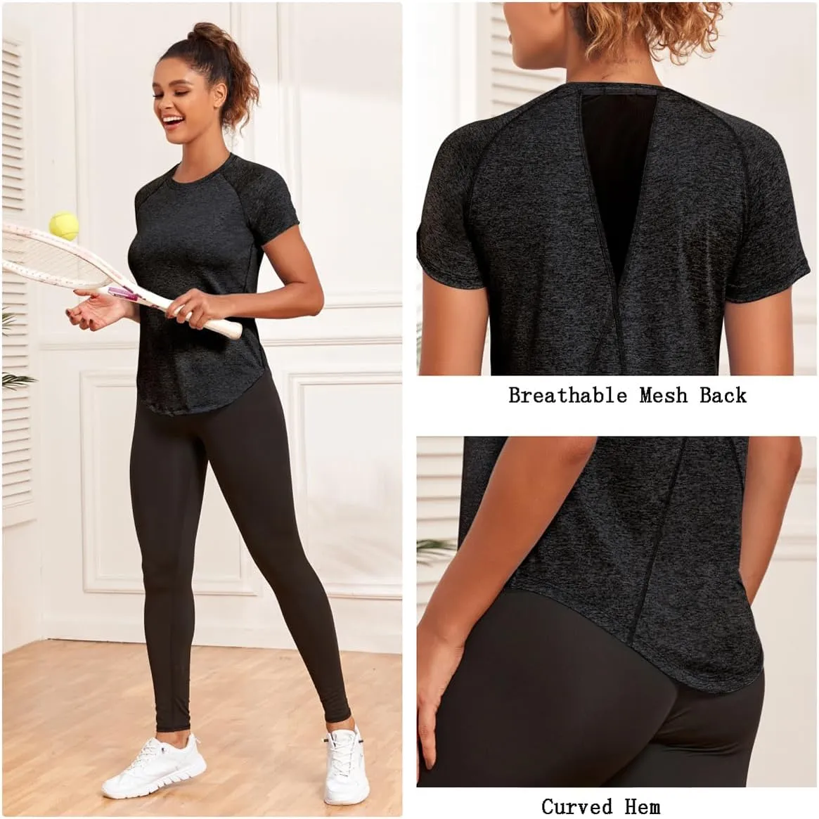 Women's Workout Tops,Short Sleeve Lightweight Dry-Fit Back Mesh Loose Fit Gym Athletic Running Shirts Tee for Women