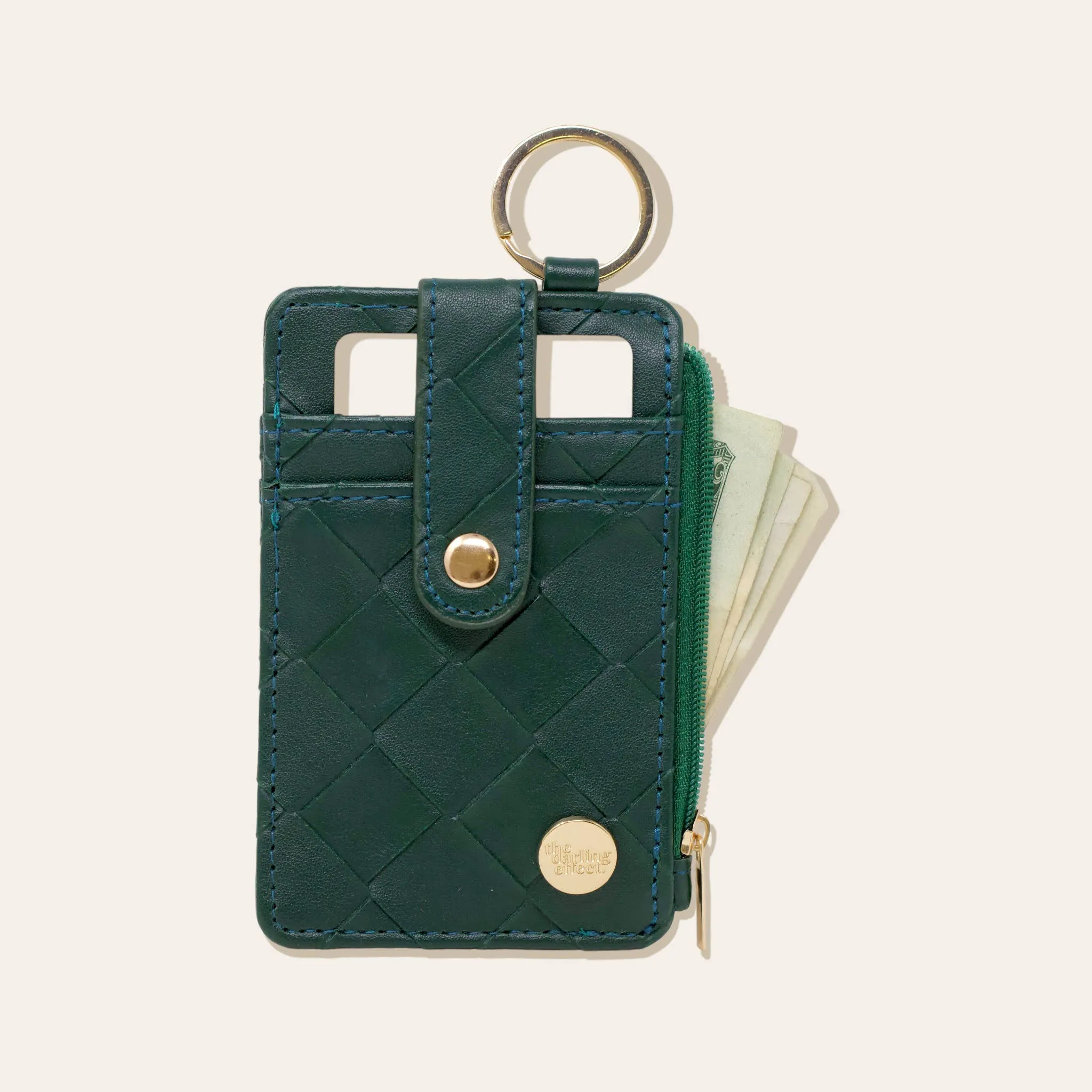 Woven Keychain Wallet - Dark Green