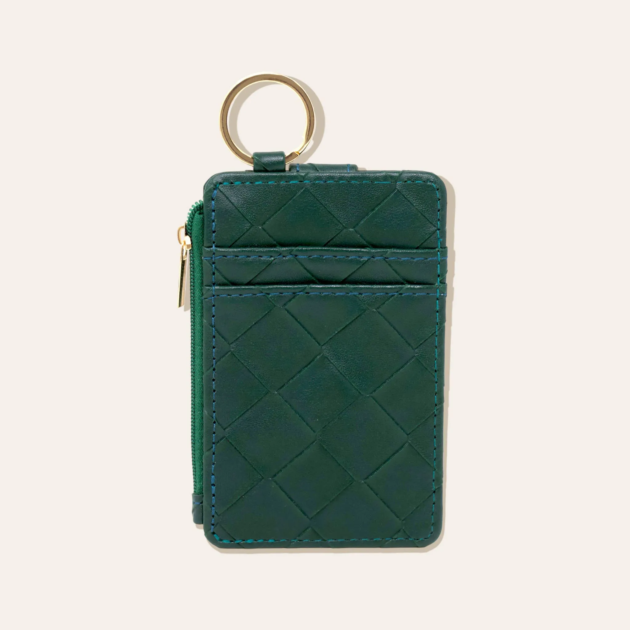 Woven Keychain Wallet - Dark Green