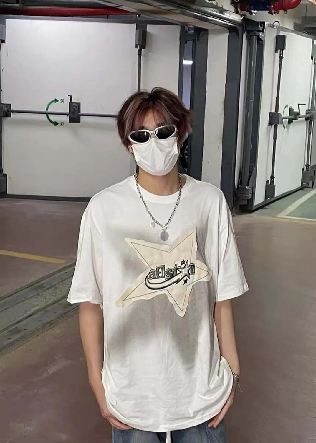 Y2K Shirts Oversized Tshirt for Men Graphic Tee Streetwear Thick Cotton Top