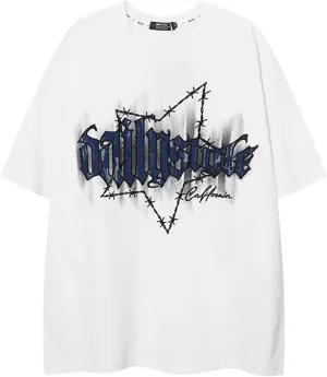 Y2K Shirts Oversized Tshirt for Men Graphic Tee Streetwear Thick Cotton Top