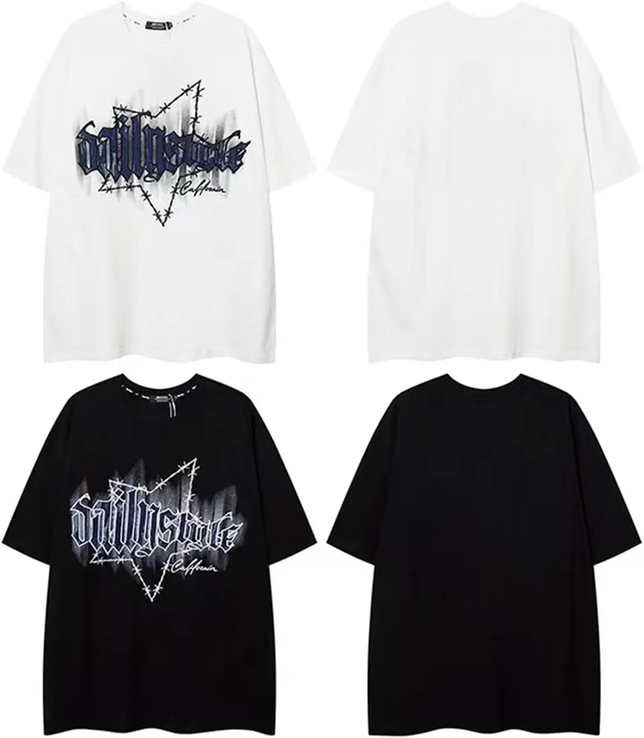 Y2K Shirts Oversized Tshirt for Men Graphic Tee Streetwear Thick Cotton Top