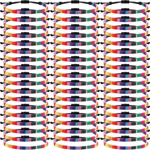 Yinkin 50 Pcs LGBTQ Pride Rainbow Bracelets Bulk Waterproof Braided Handmade Friendship Bracelets Boho Ethnic Style Adjustable Thin String Rope Jewelry for Women Men Festival Accessories