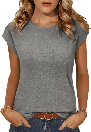 Zeagoo Womens 3 Pack Crewneck Cap Sleeve Tank Tops Casual Basic T Shirts Loose Fit Tee Summer Tops 2025