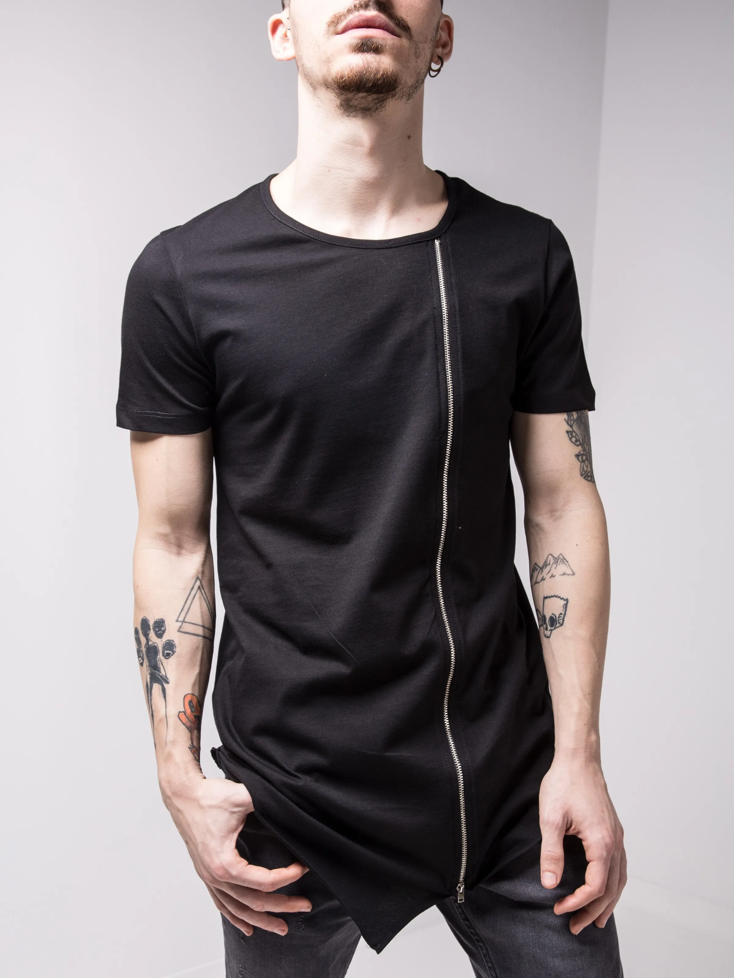 Zip Detail Black T-shirt