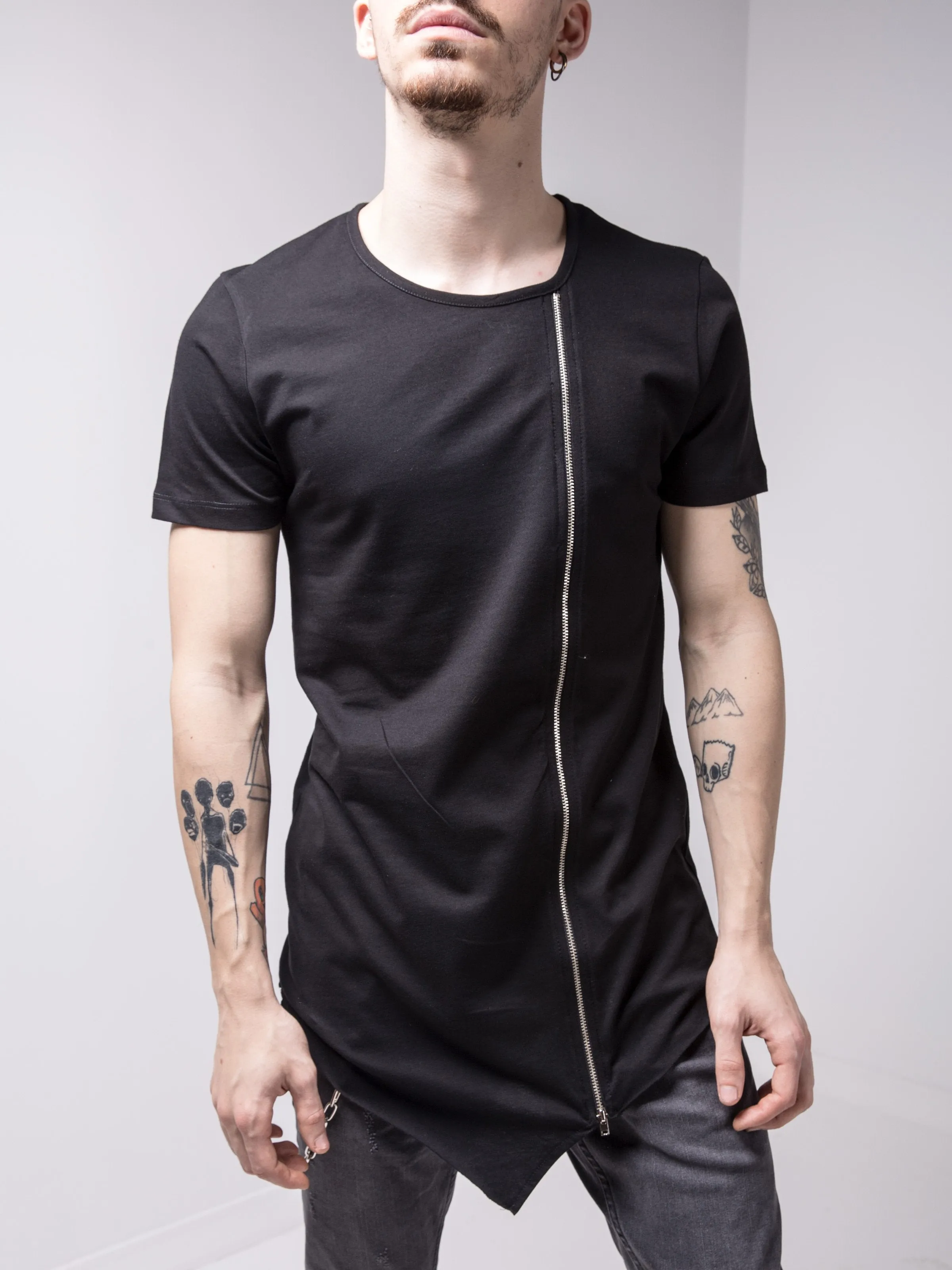 Zip Detail Black T-shirt