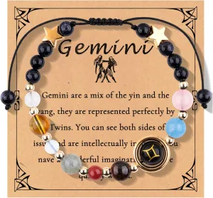 Zodiac Bracelets for Women 12 Constellations Natural Stone Beaded Stretchable Bracelet Birth Zodiac Sign Bracelets Horoscope Jewelry Gifts